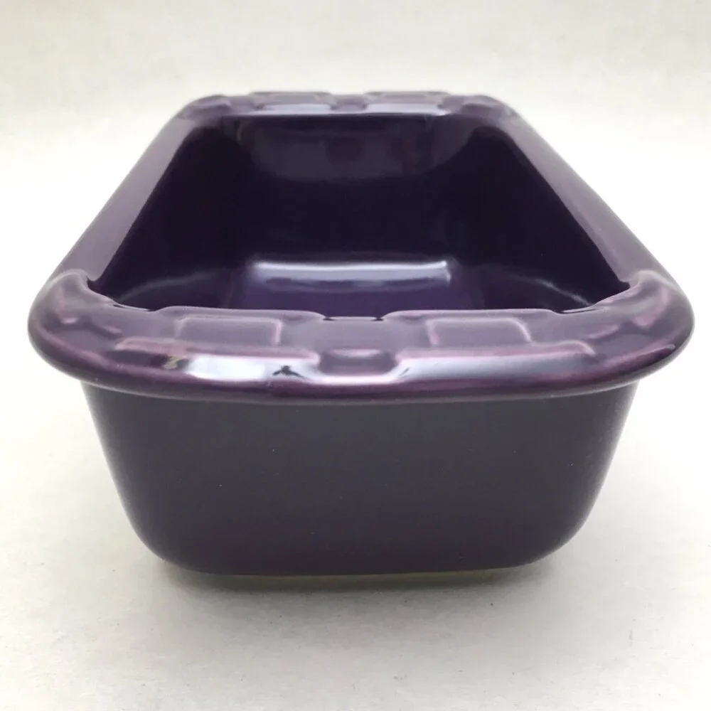 Longaberger Pottery Eggplant Purple Mini Loaf Dish Woven Traditions Bakeware